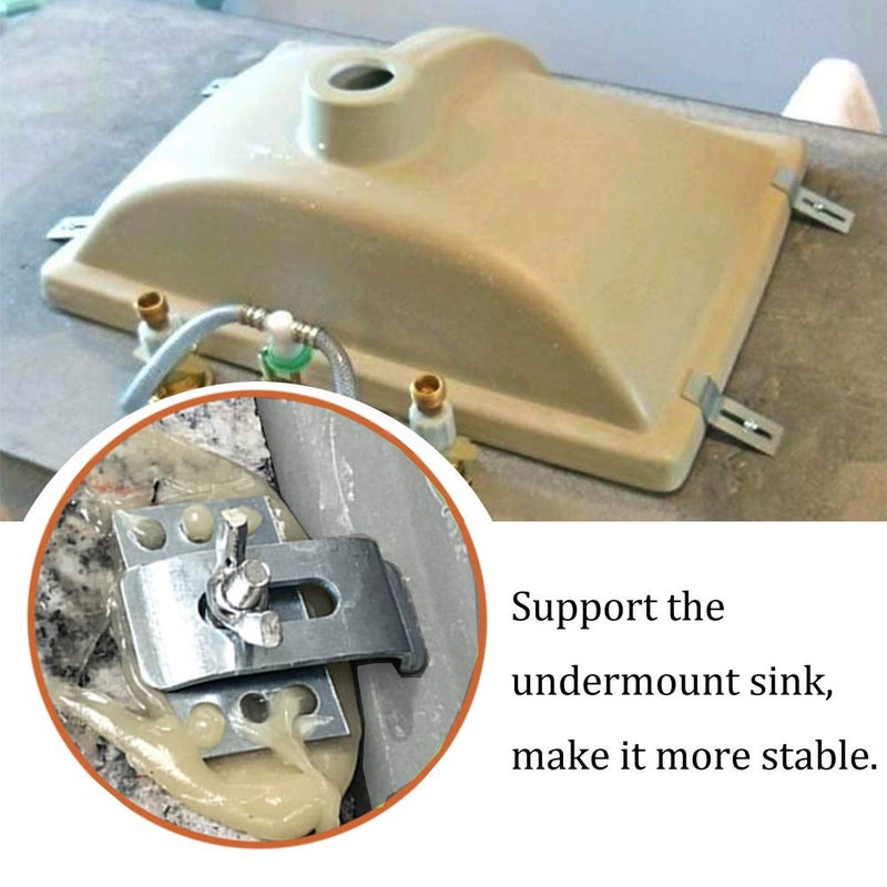 LITOON Sink Clips Undermount Kitchen Sink Clips, Epoxy Undermount Sink Brackets Supports for Bathroom Kitchen 10 Pack Kit - Image 4